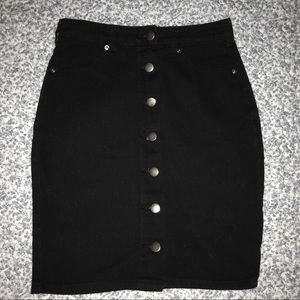 Black button down jean skirt